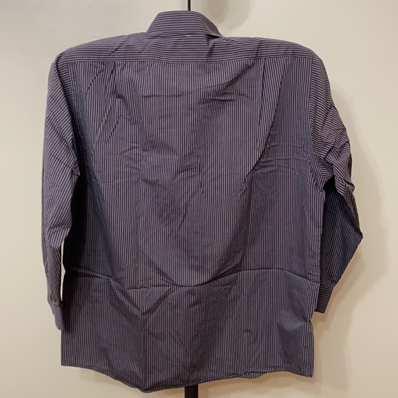 Brown Stripe Regular Fit Dress Shirt 17 32/33  DNA - Picture 3 of 3